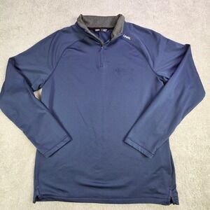 UNRL Mens Medium Navy Blue Quarter Zip Pullover Athletic Fit Fleece Lined
